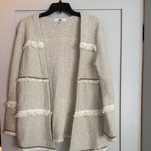 BB Dakota Cream Cardigan with Fringe Accents